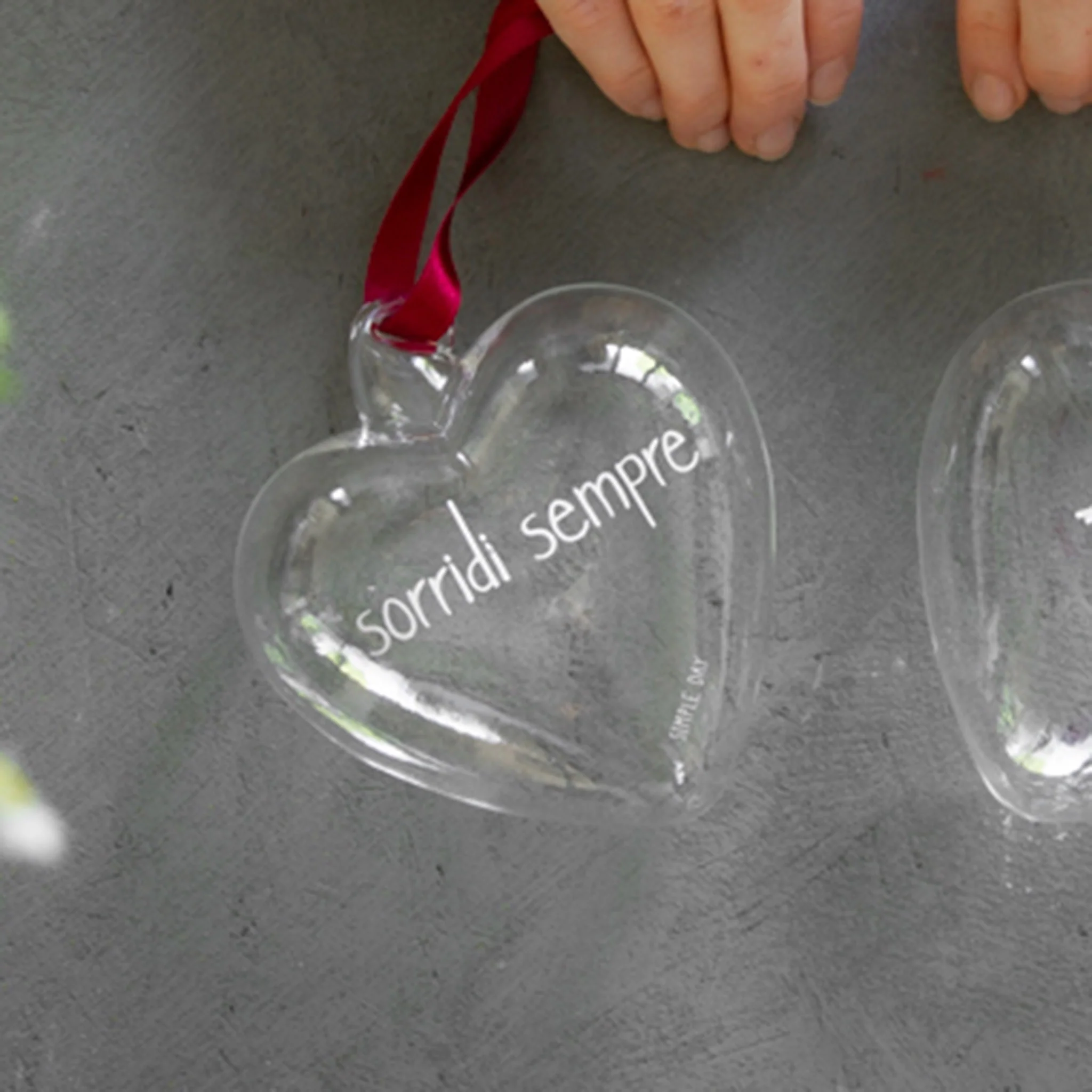 Pallina cuore vetro "Sorridi sempre" 
