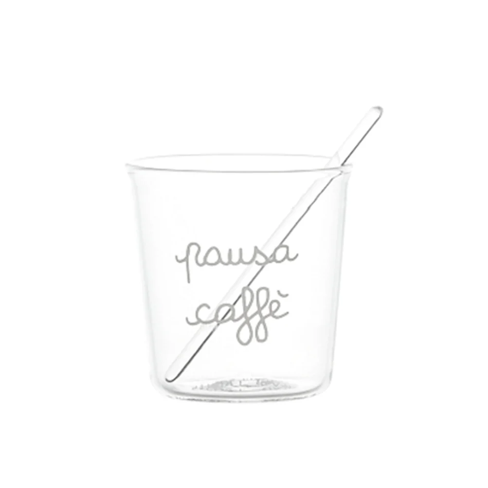 Set 4 bicchierini con bacchettine vetro "Pausa caffè"