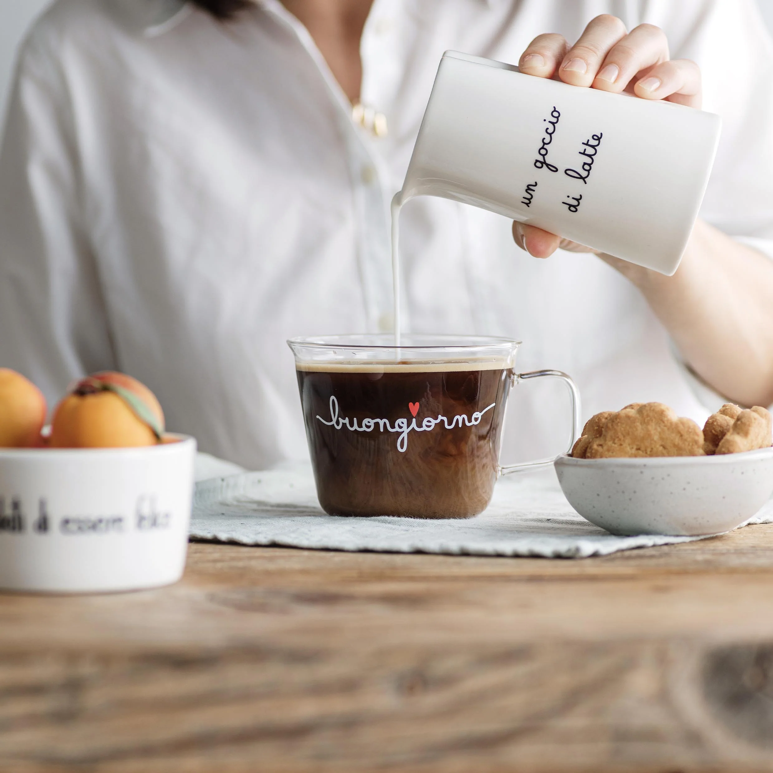 Set 2 tazze vetro colazione "Buongiorno cuore"