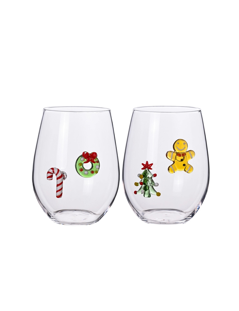 Set 2 bicchieri soggetti natalizi in vetro borosilicato