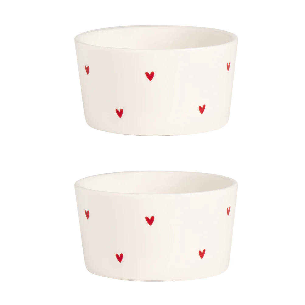 Set 2 coppette ceramica "Tappezzeria cuori rossi"