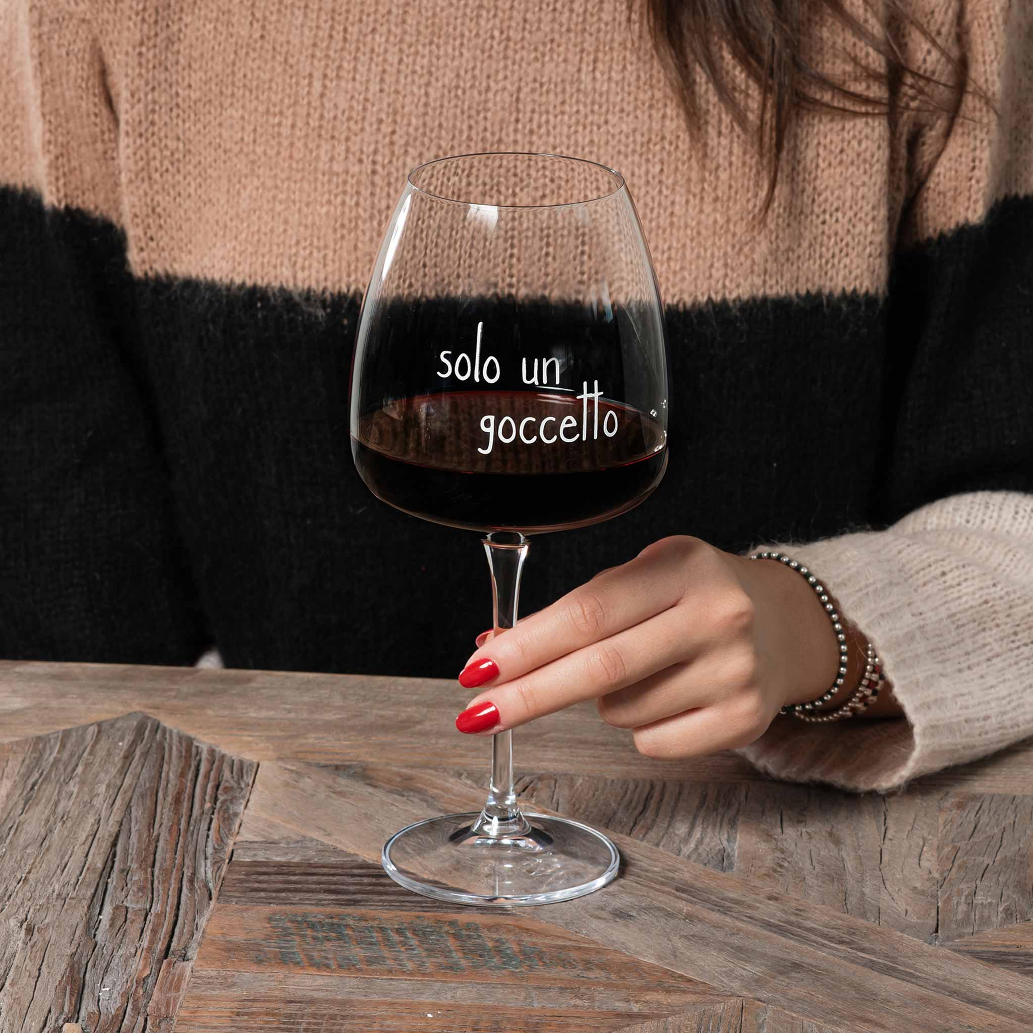 Set 2 calici vetro vino "Solo un goccetto"