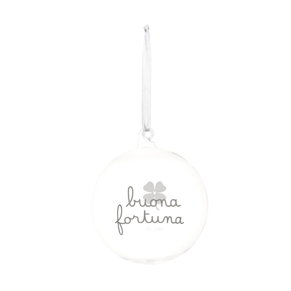 Pallina vetro "Buona fortuna" 12cm 