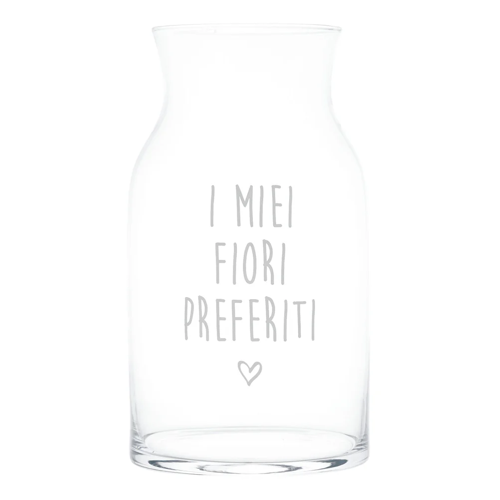Vaso porta fiori in vetro "I miei fiori preferiti"