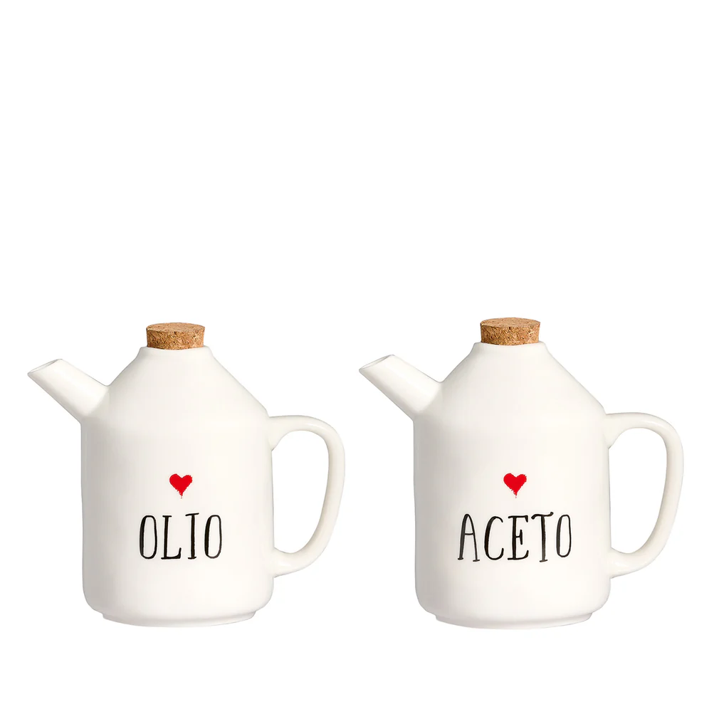 Set 2 bottiglie ceramica "Olio-aceto cuore" 2x250ml 