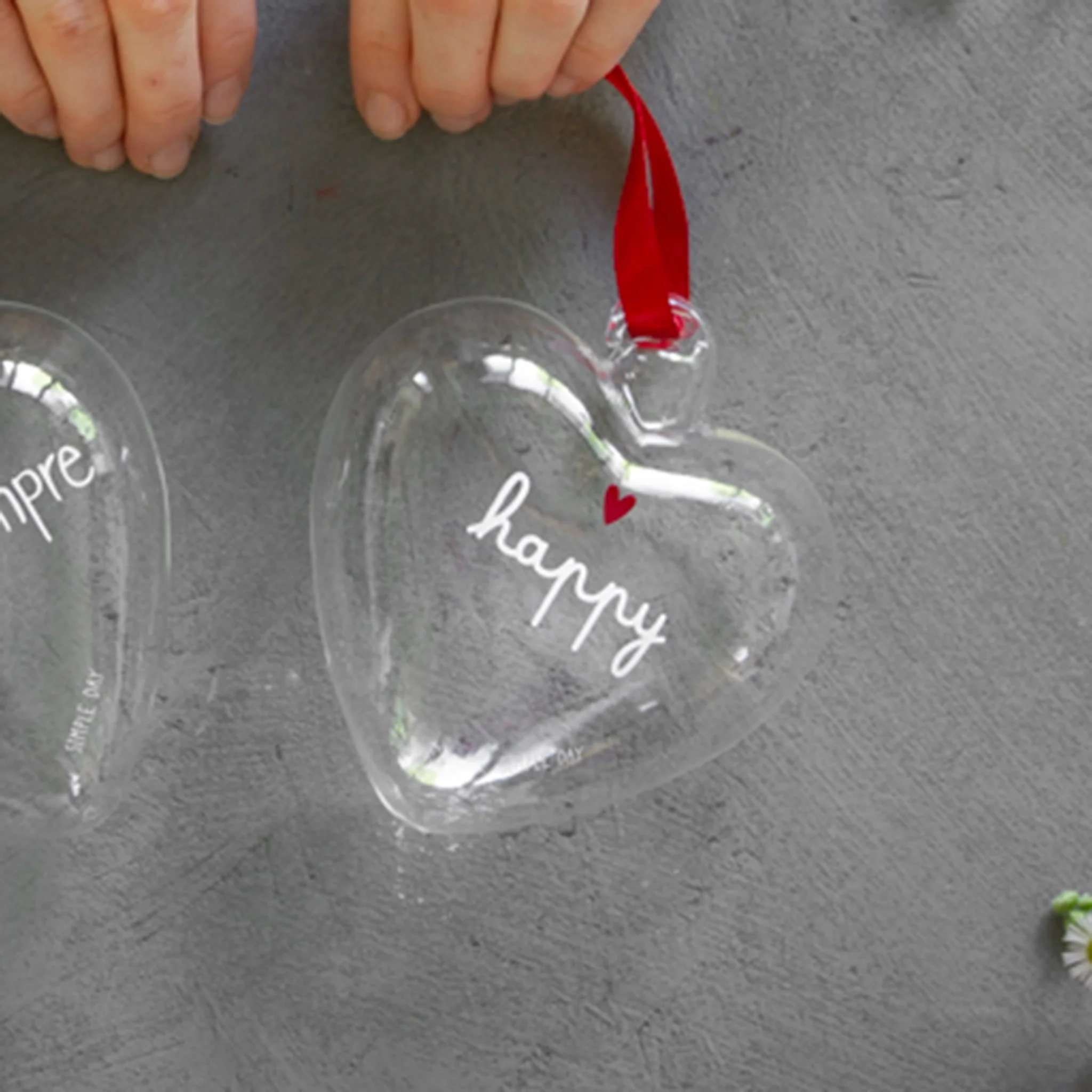 Pallina cuore vetro "Happy" 11cm 