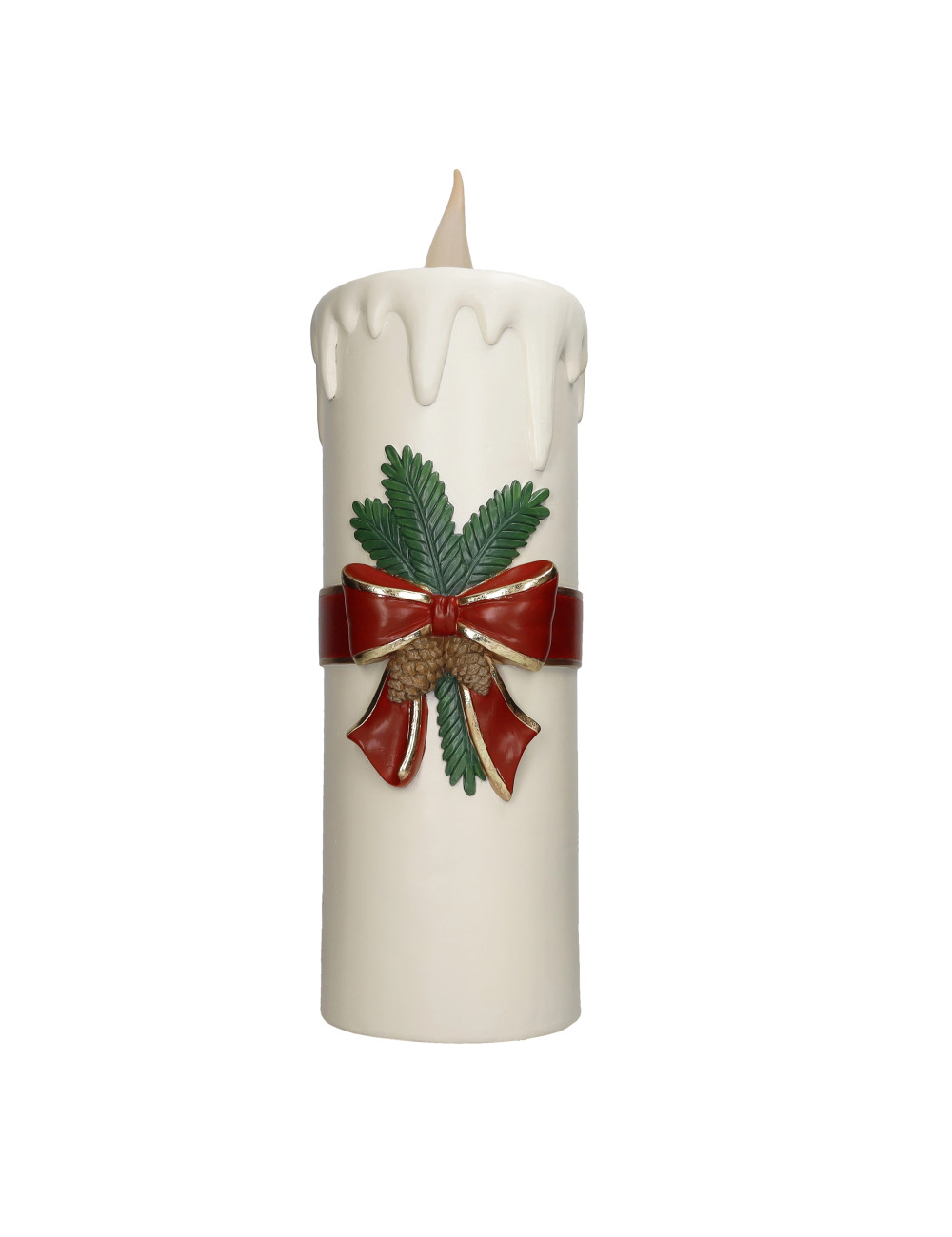 Candela Christmas crema con led in resina