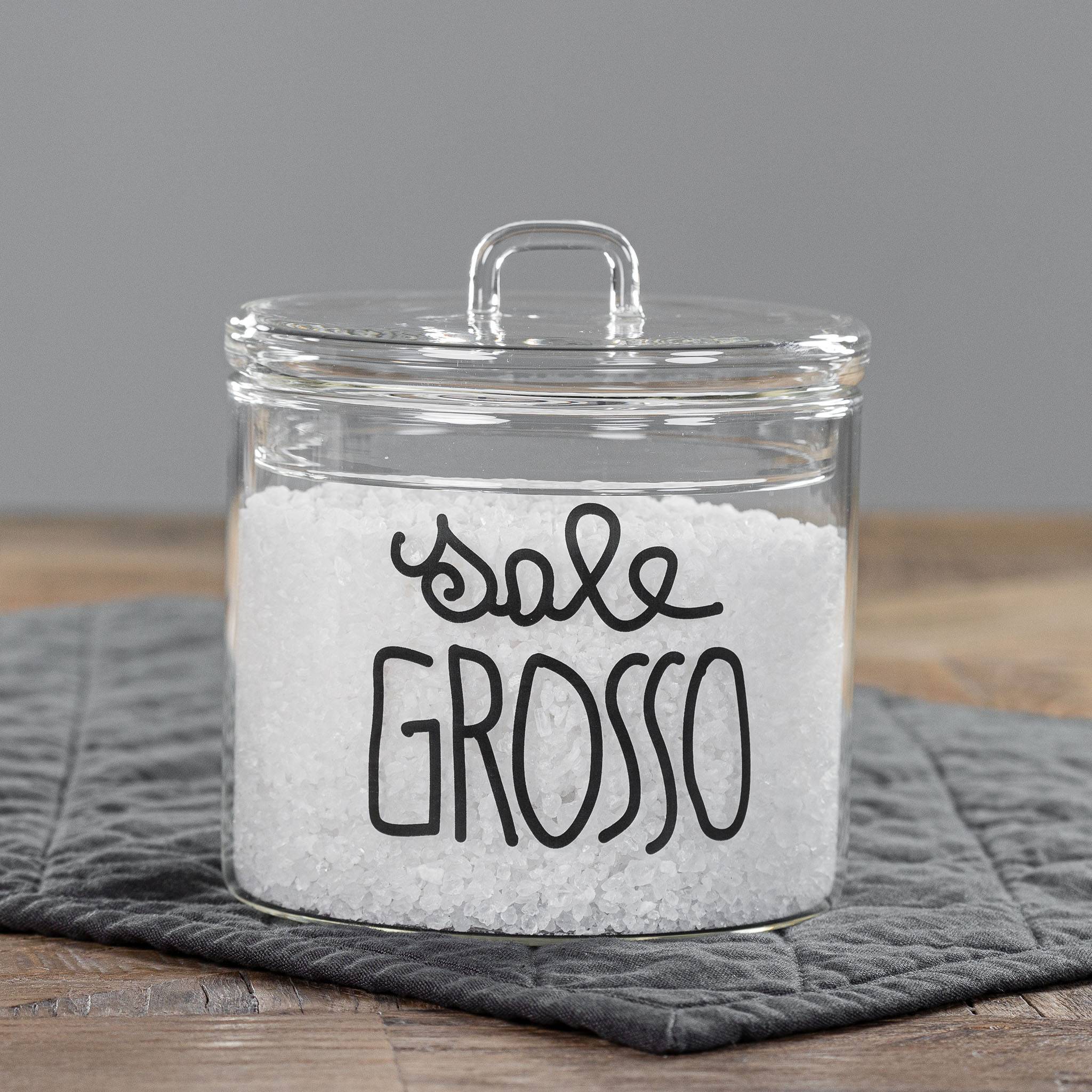 Barattolo vetro "Sale grosso" corsivo 