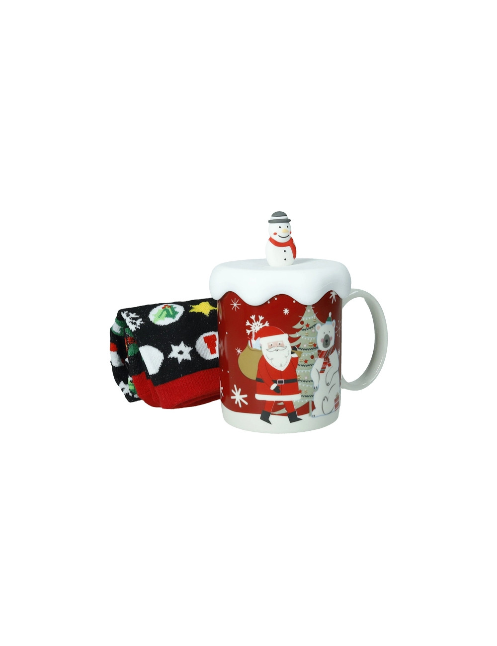 Mug in ceramica con tappo in silicone e calzini in cotone