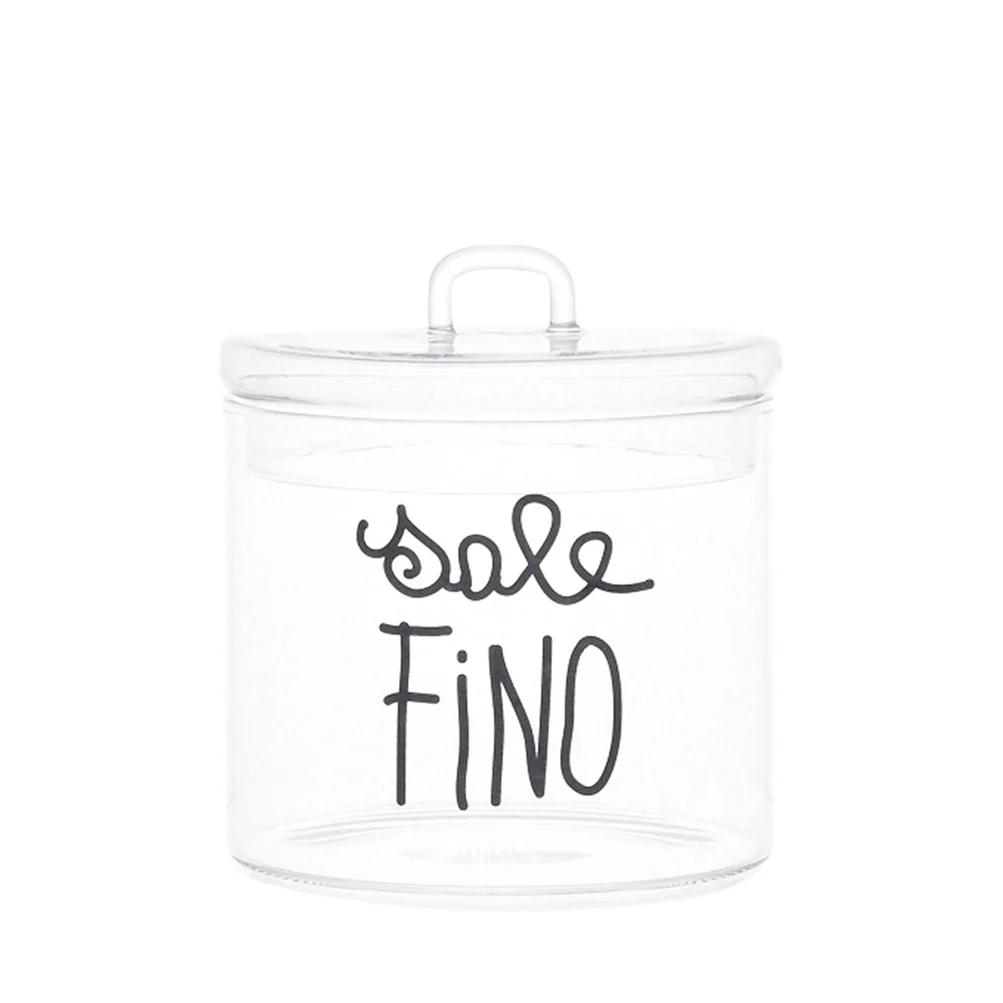 Barattolo vetro "Sale fino" corsivo 