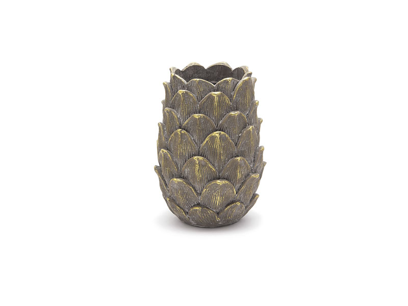 Vaso resina foliage brown/gold