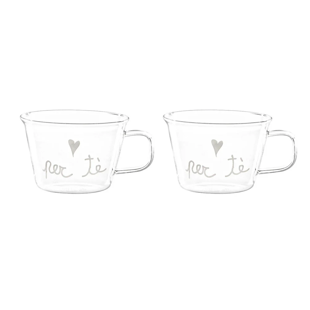 Set 2 tazze vetro tè-cappuccino "Per tè"