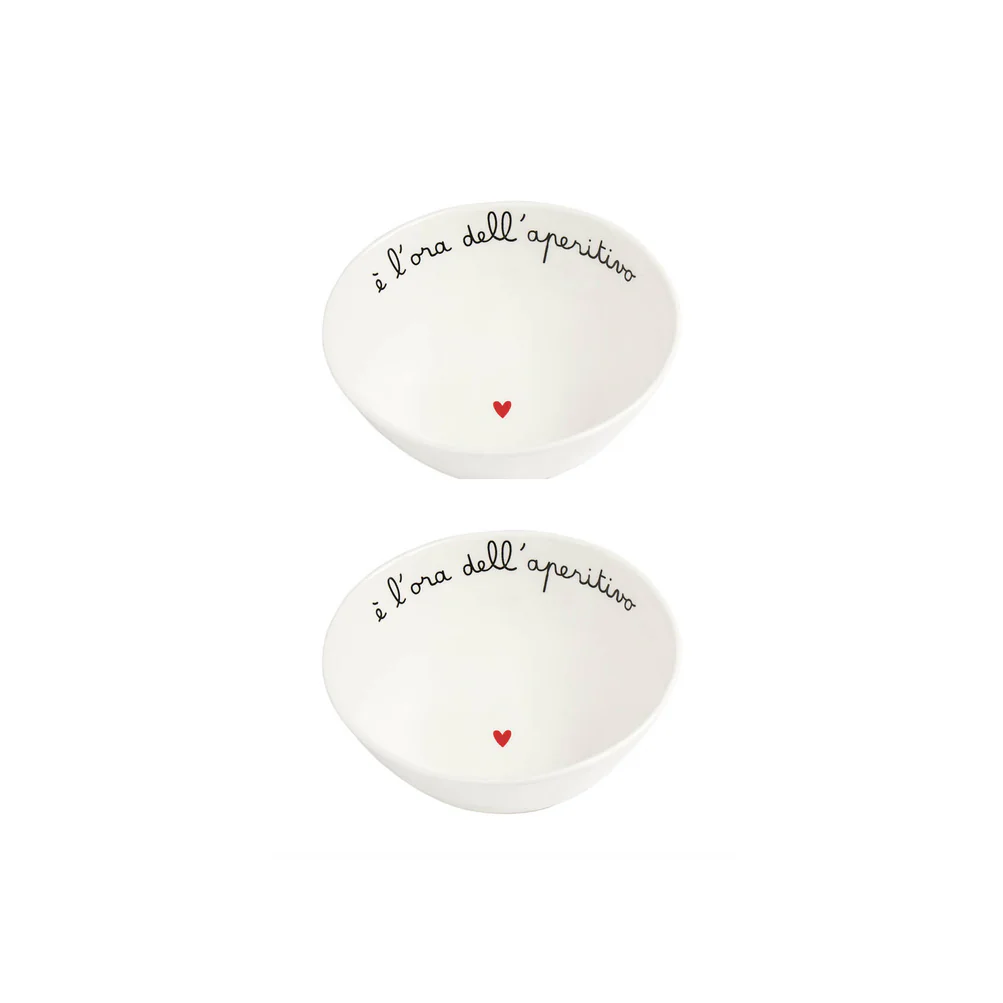 Set 2 coppette in ceramica "E' l'ora dell'aperitivo"