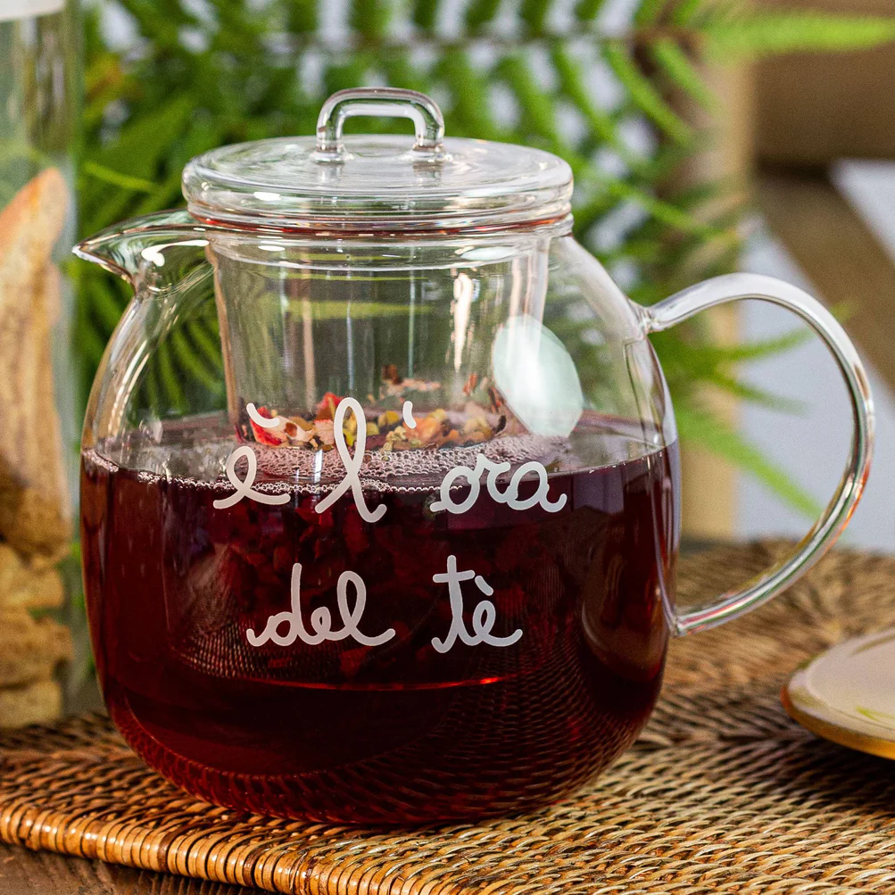 Teiera vetro "E' l'ora del tè" 1000ml