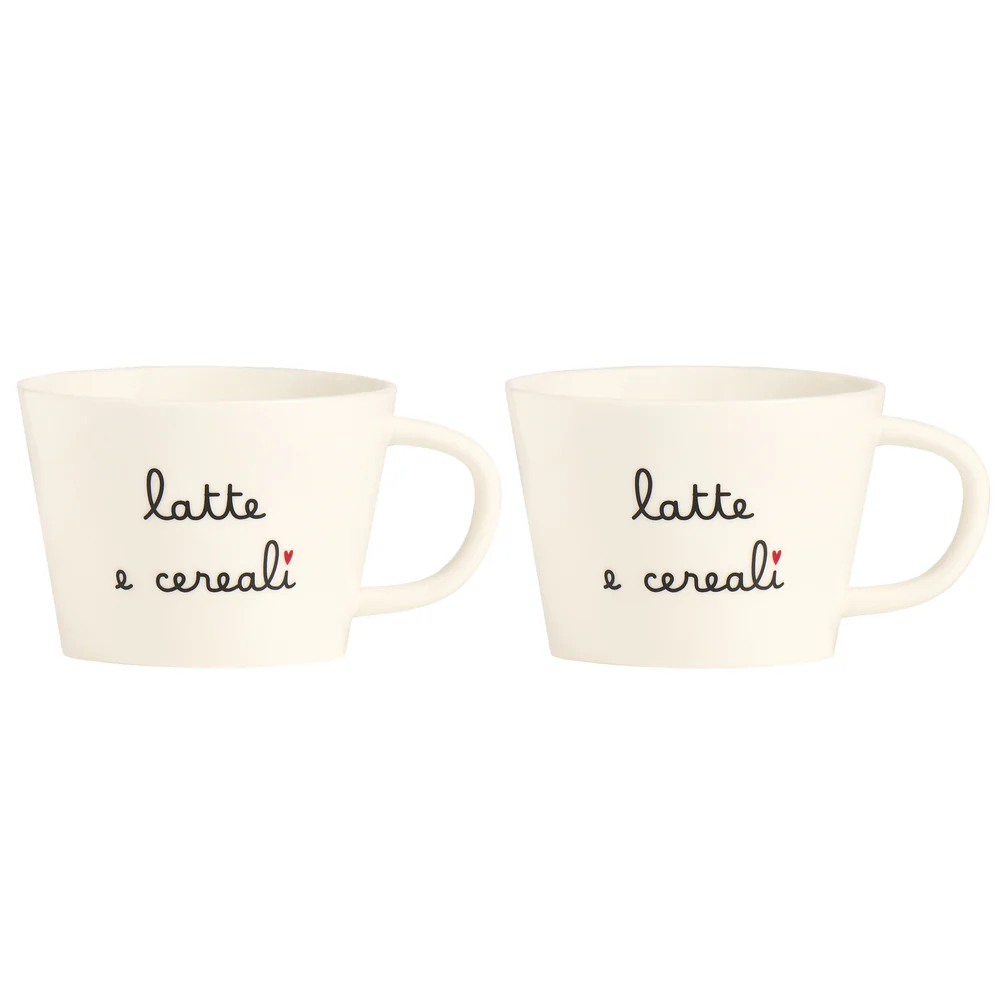 Set 2 tazze colazione in ceramica "Latte e cereali"