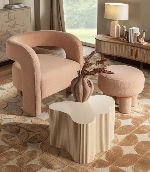 Pouf teddy rosa antico 