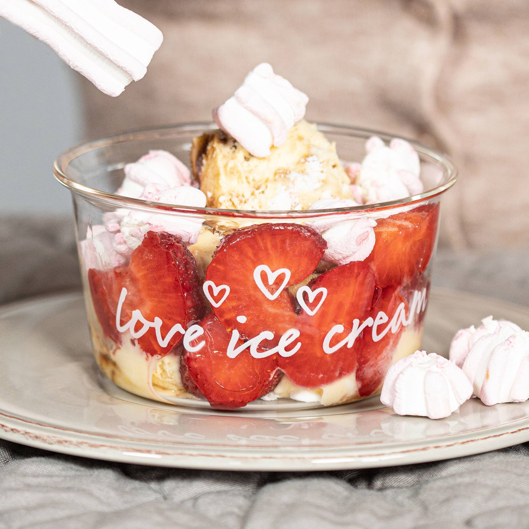 Set 2 coppette gelato vetro "Love ice cream" 
