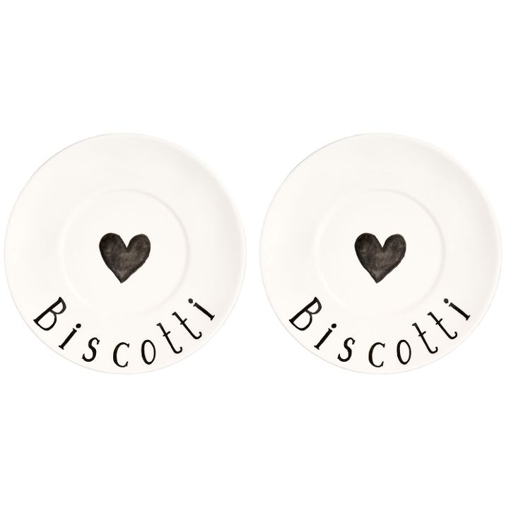 Set 2 piatti per tazze colazione ceramica "Biscotti"