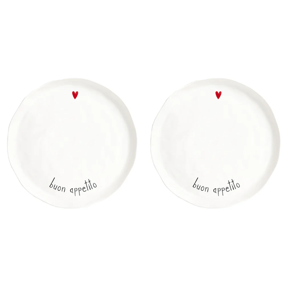 Set 2 piatti piani ceramica "Buon appetito" 