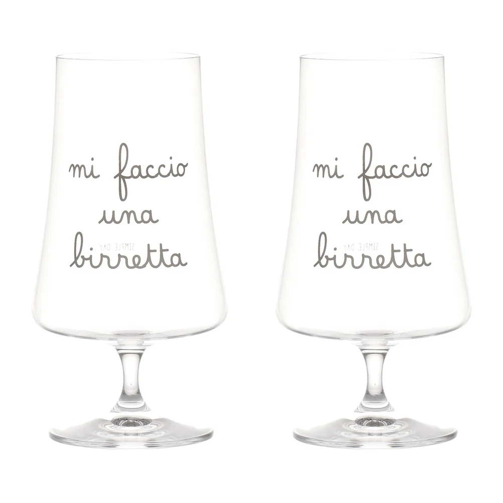 Set 2 bicchieri birra in vetro "Mi faccio una birretta"