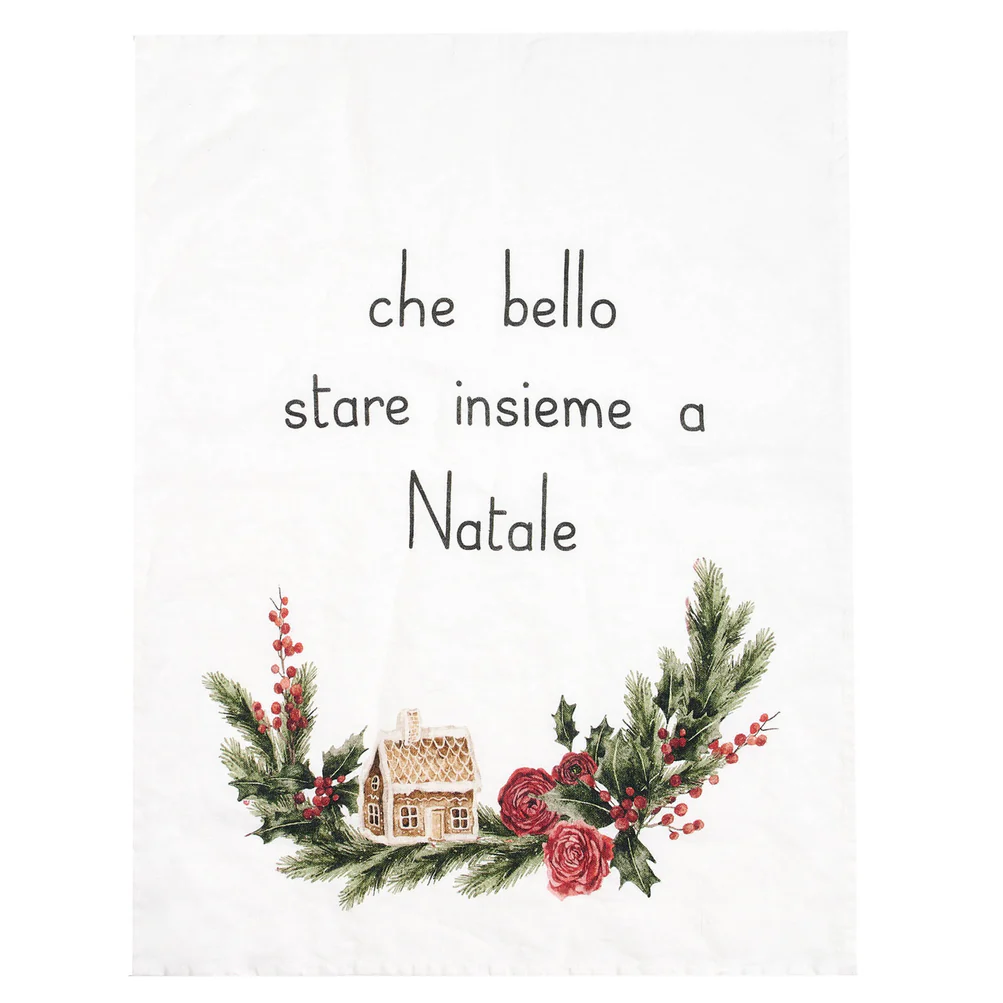 Canovaccio in lino "Che bello stare insieme a Natale"