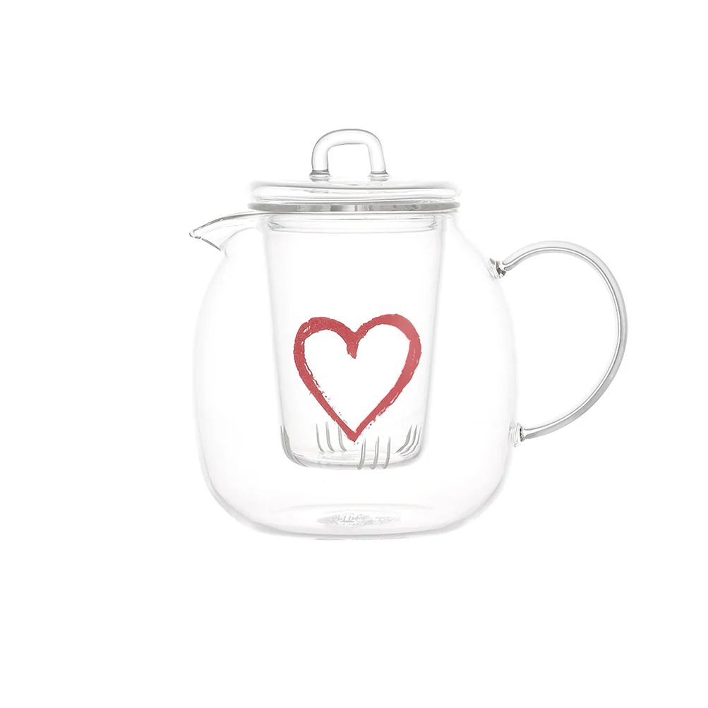 Teiera vetro "Cuore graffiti rosso" 600ml