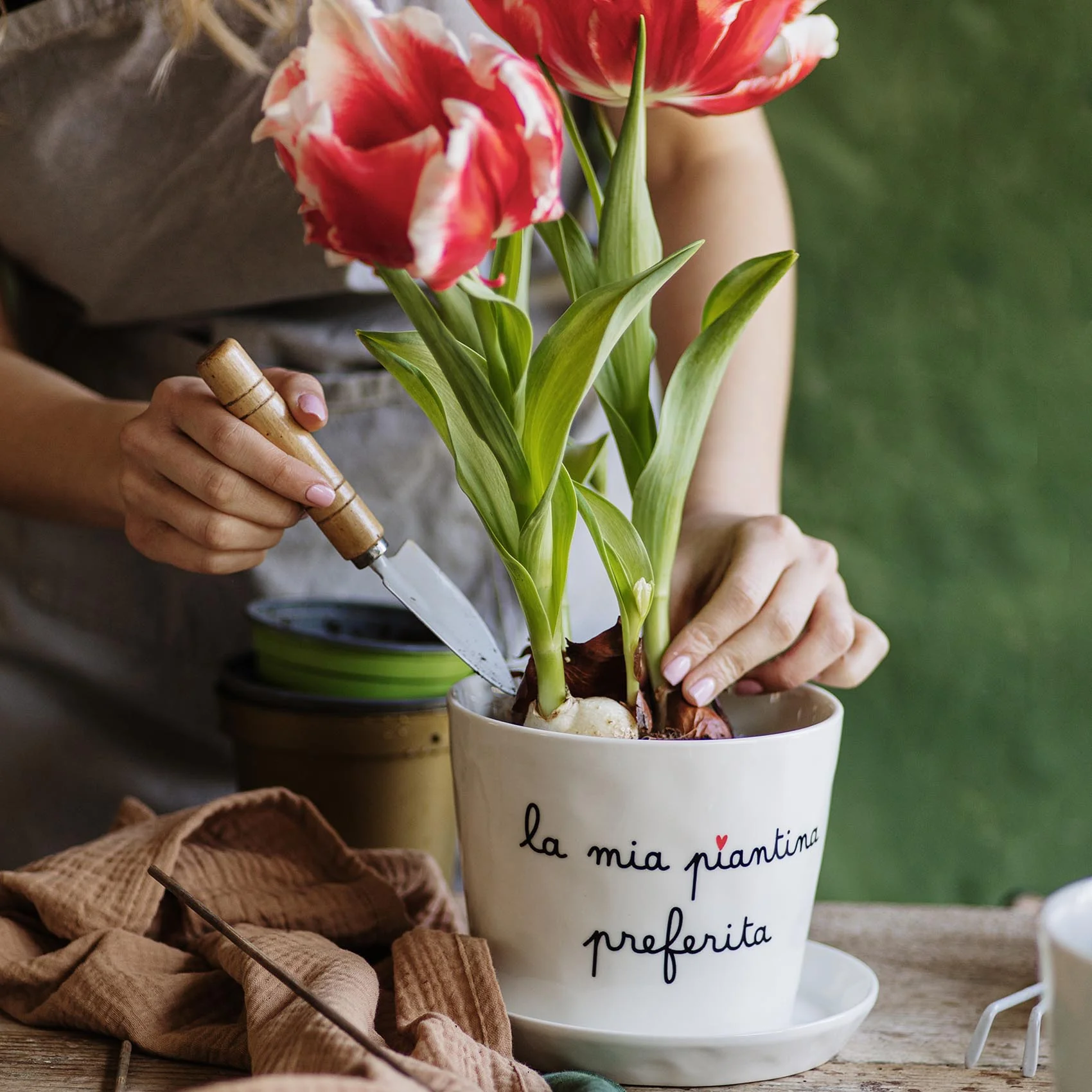 Vaso ceramica con sottovaso "La mia piantina preferita"