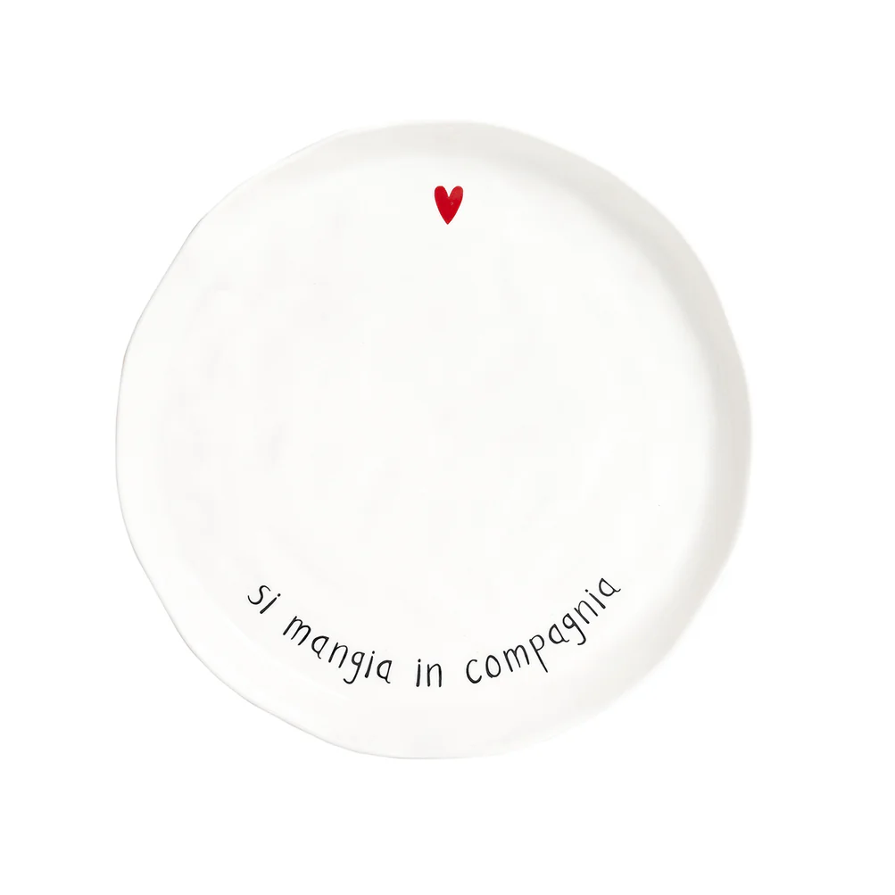 Set 2piatti piani ceramica "Si mangia in compagnia" 