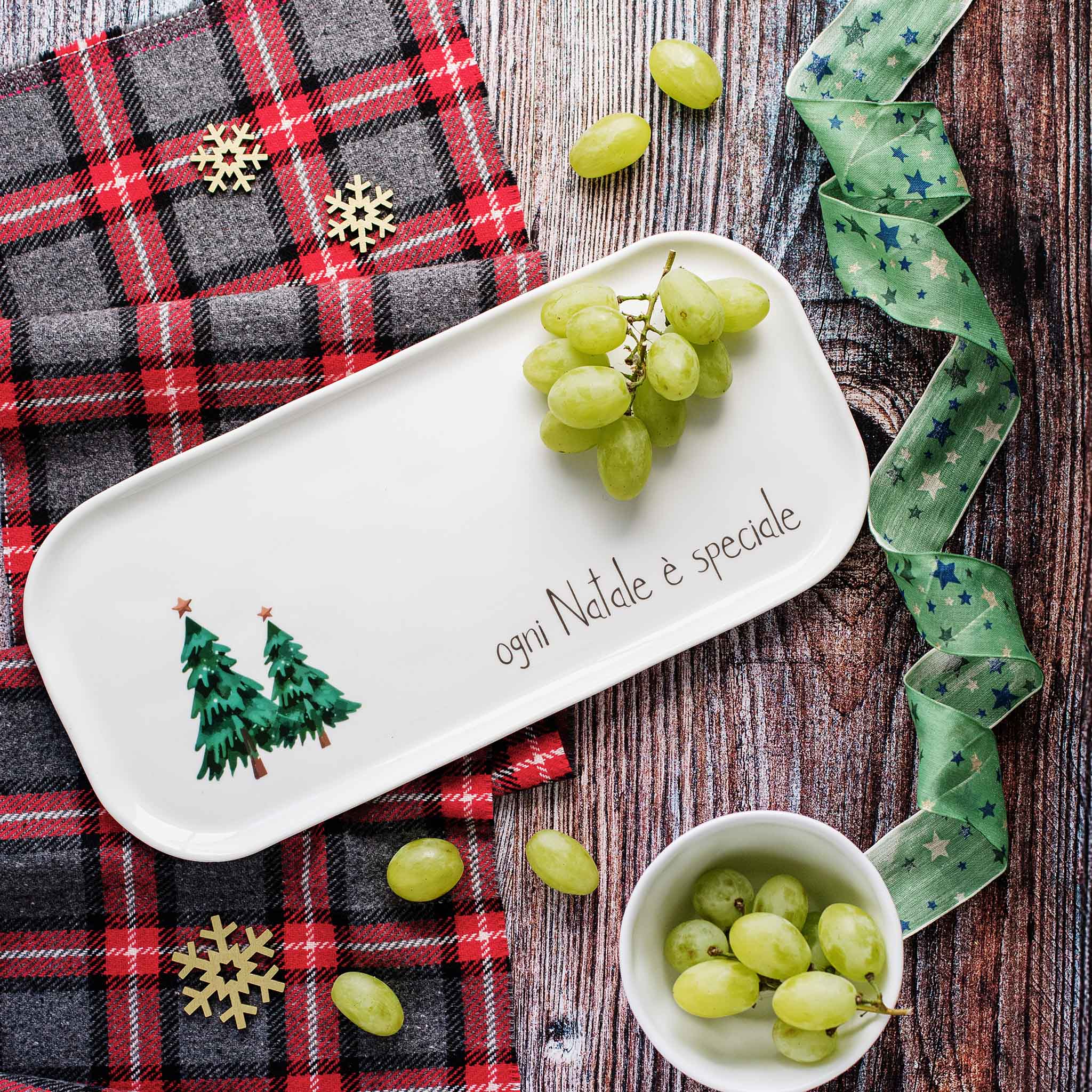 Piatto lungo rettangolare in ceramica "Ogni Natale è speciale"