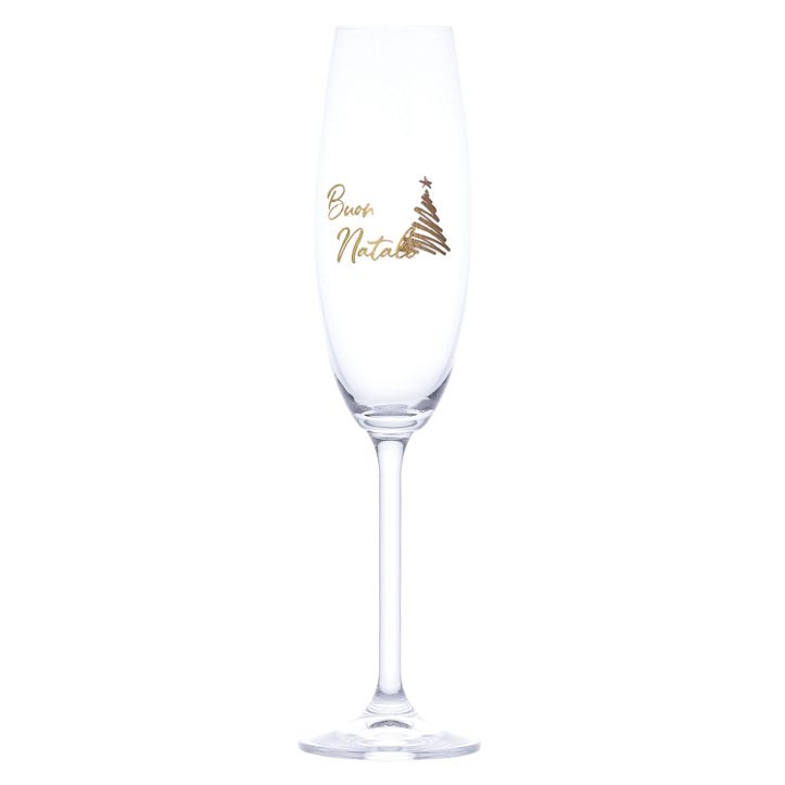 Set 2 flute vetro "Buon Natale oro" 23cl
