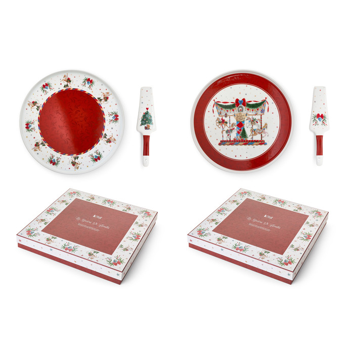 Piatto con pala da dolce in porcellana