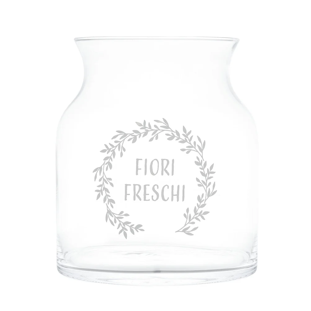 Vaso porta fiori vetro "Fiori freschi"