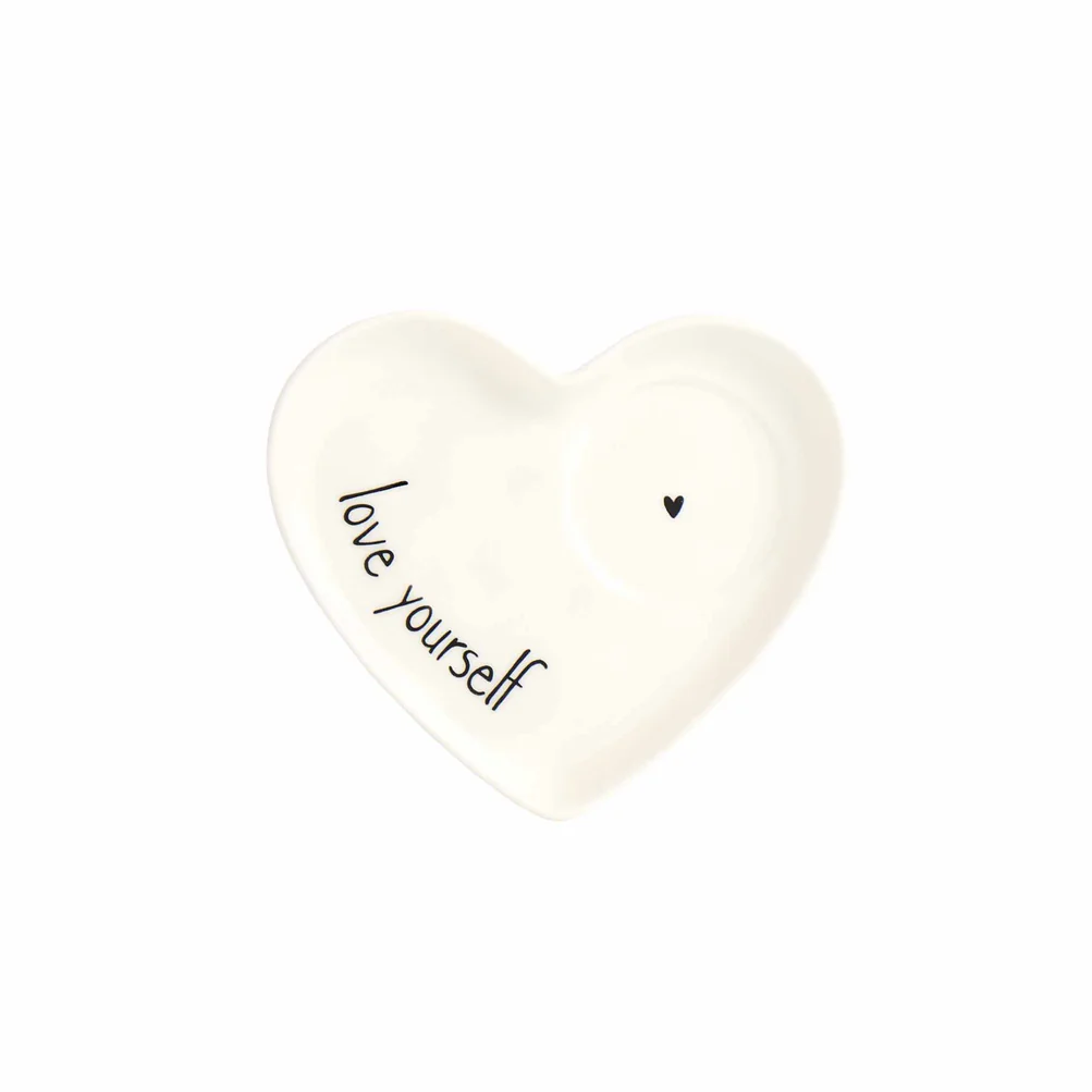 Set 2 piattini per tazzine cuore in ceramica "Love yourself"