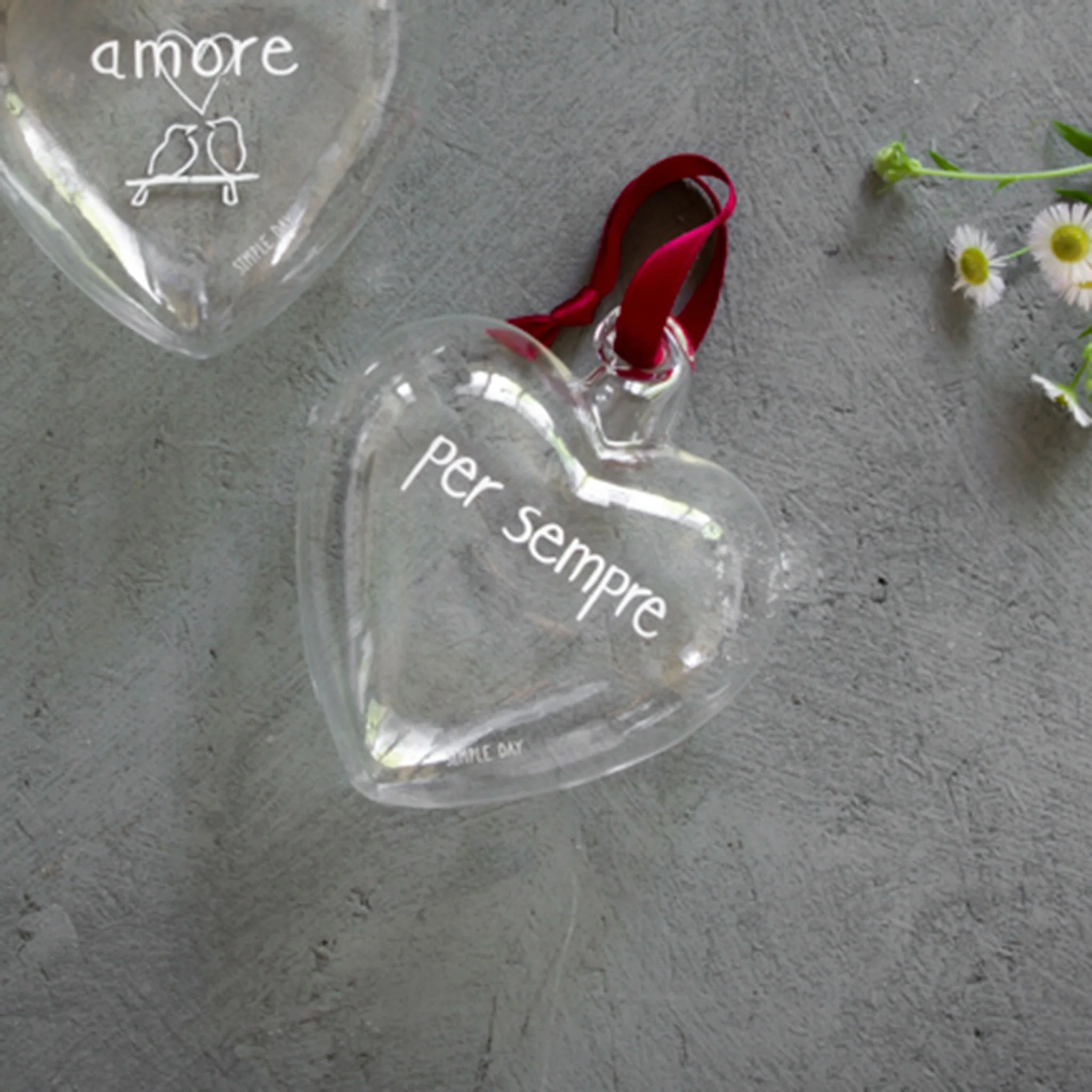 Pallina cuore vetro "Per sempre" 11cm 