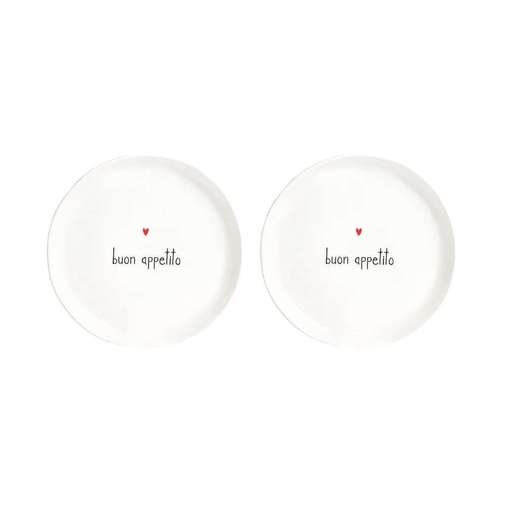 Set 2 piatti dessert ceramica "Buon appetito"