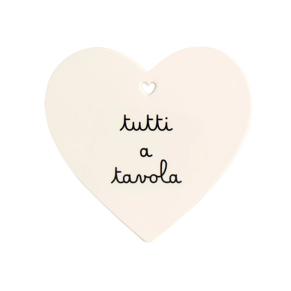 Sottopentola cuore in ceramica "Tutti a tavola"