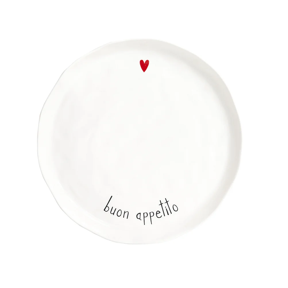 Set 2 piatti piani ceramica "Buon appetito" 