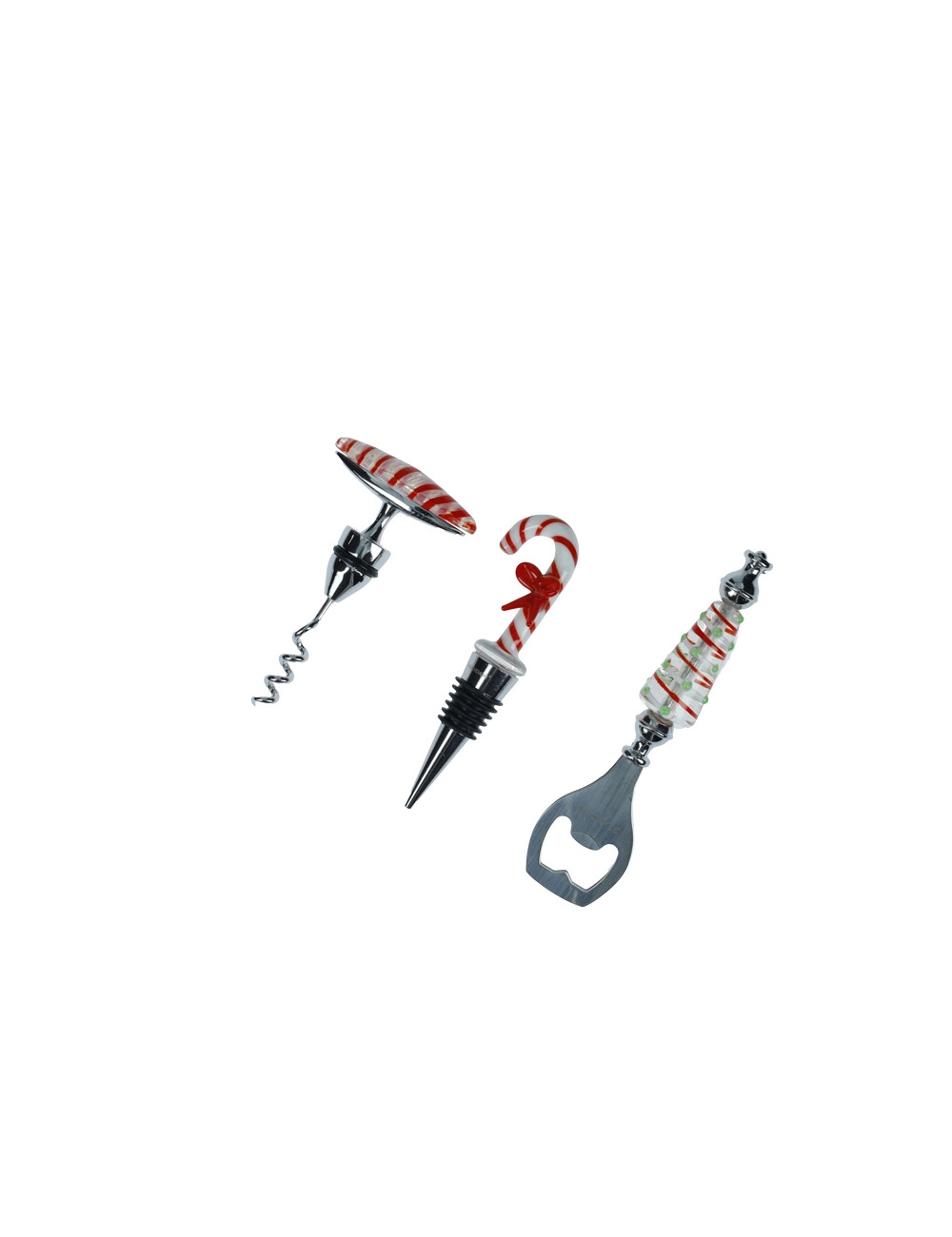 Set 3 pezzi per vino Christmas in vetro-inox