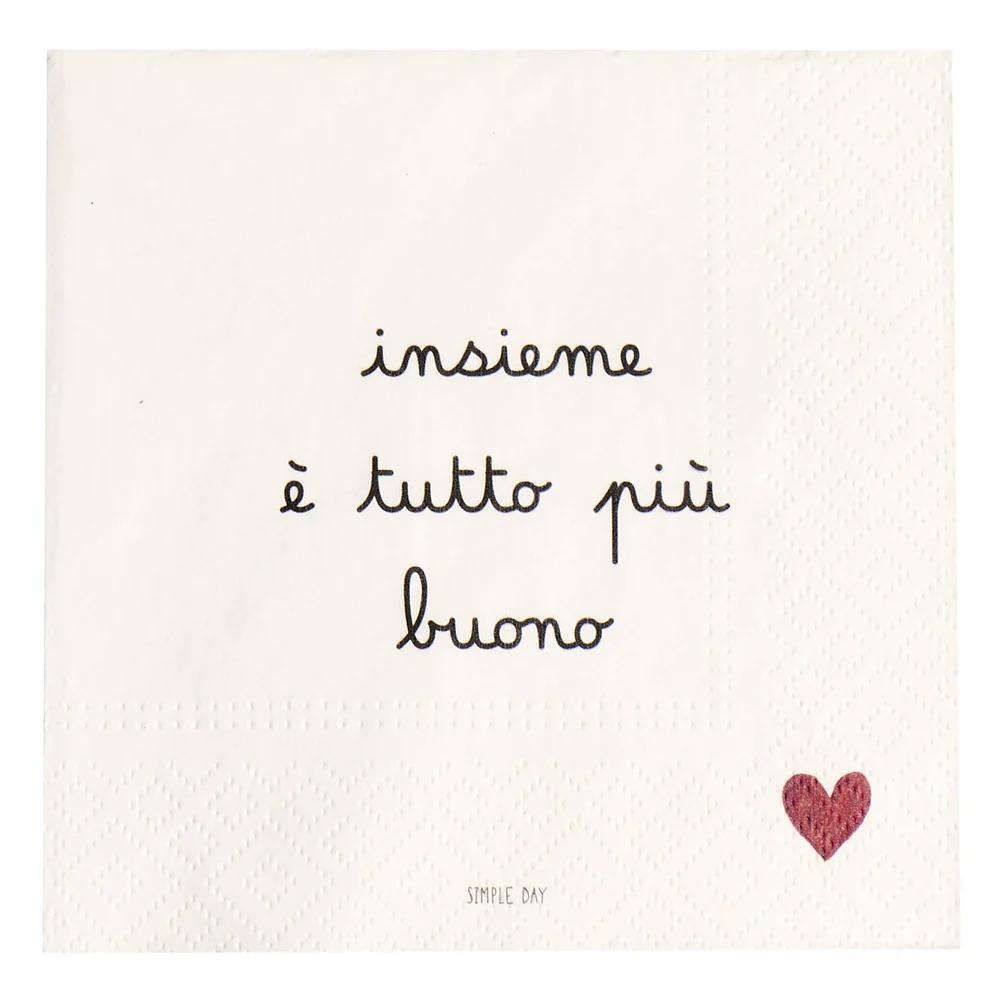 Set 20 tovaglioli in carta "Insieme è tutto più buono"