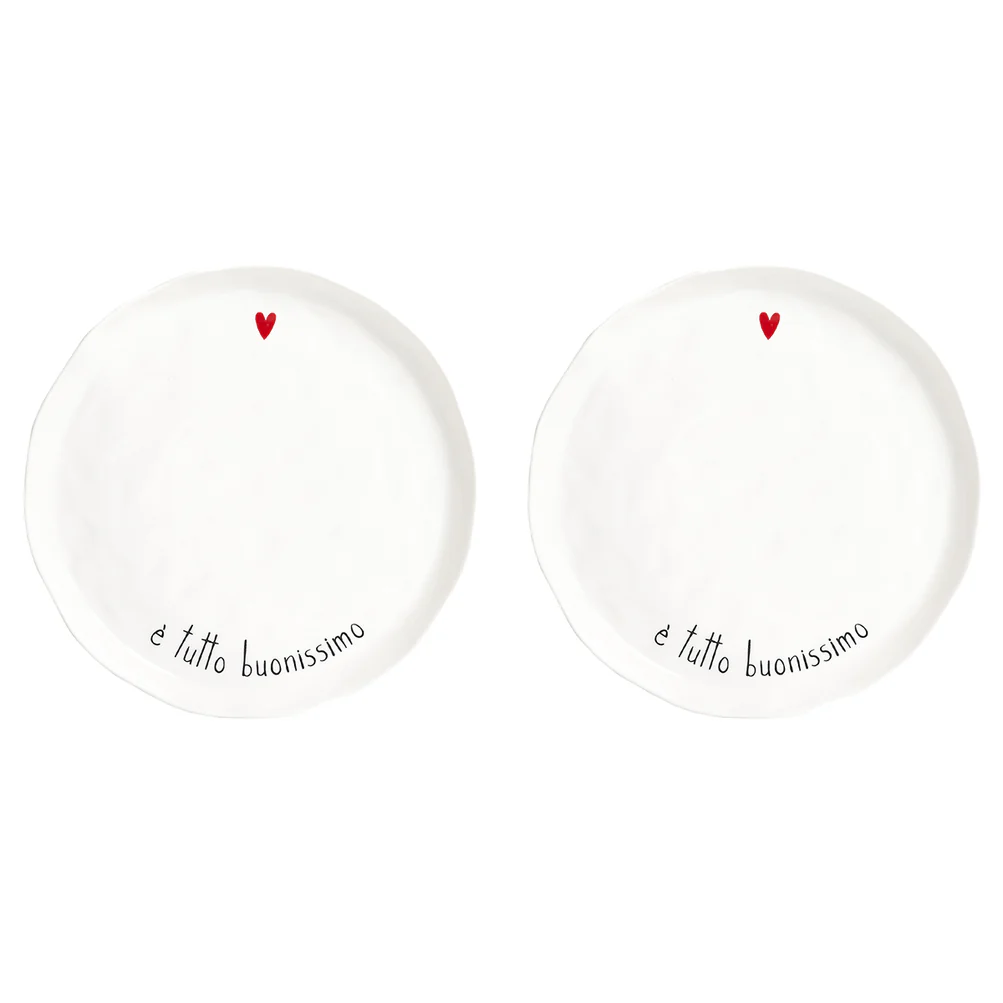Set 2 piatti piani ceramica "E' tutto buonissimo" 