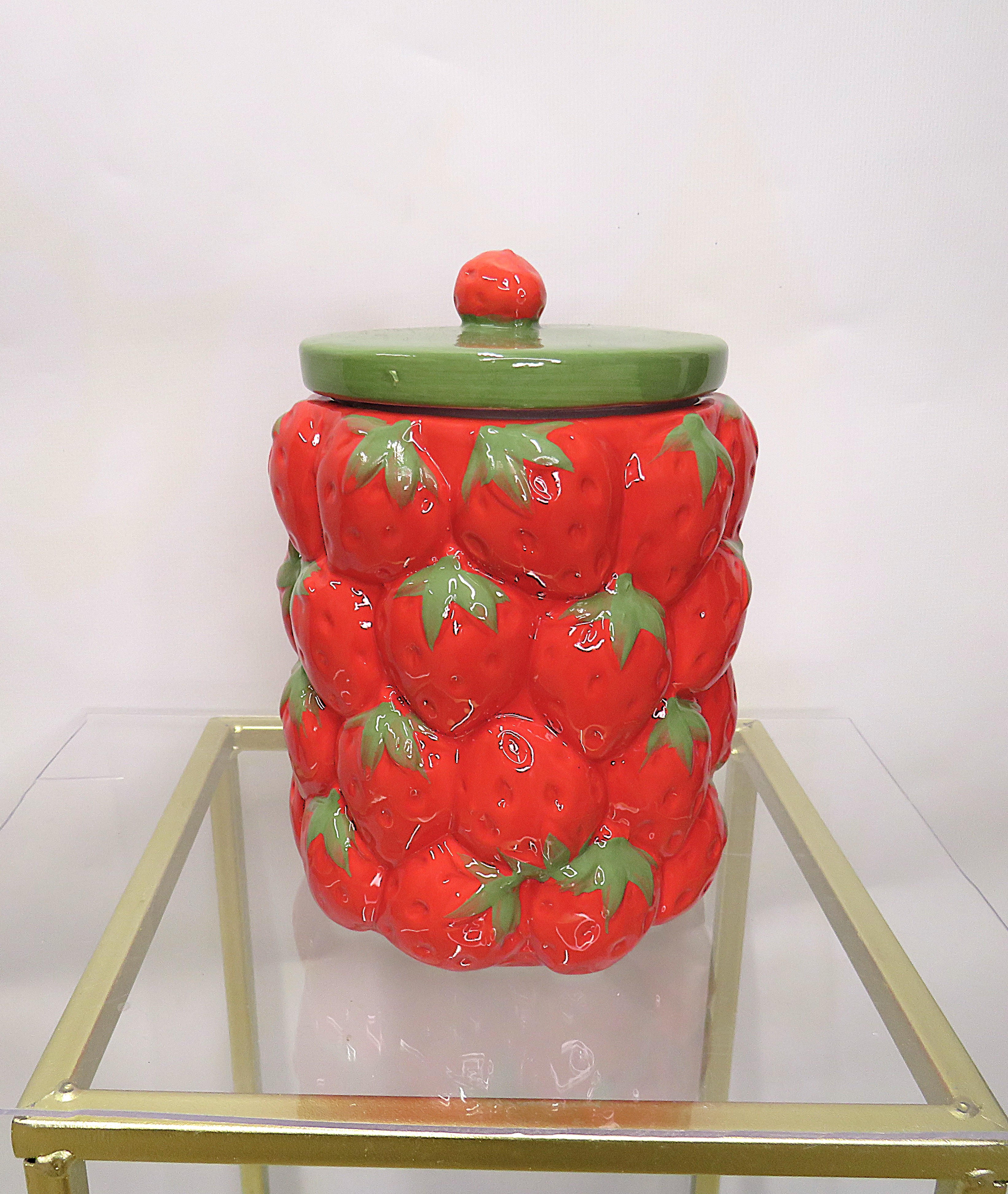 Barattolo ermetico in ceramica con fragoline 