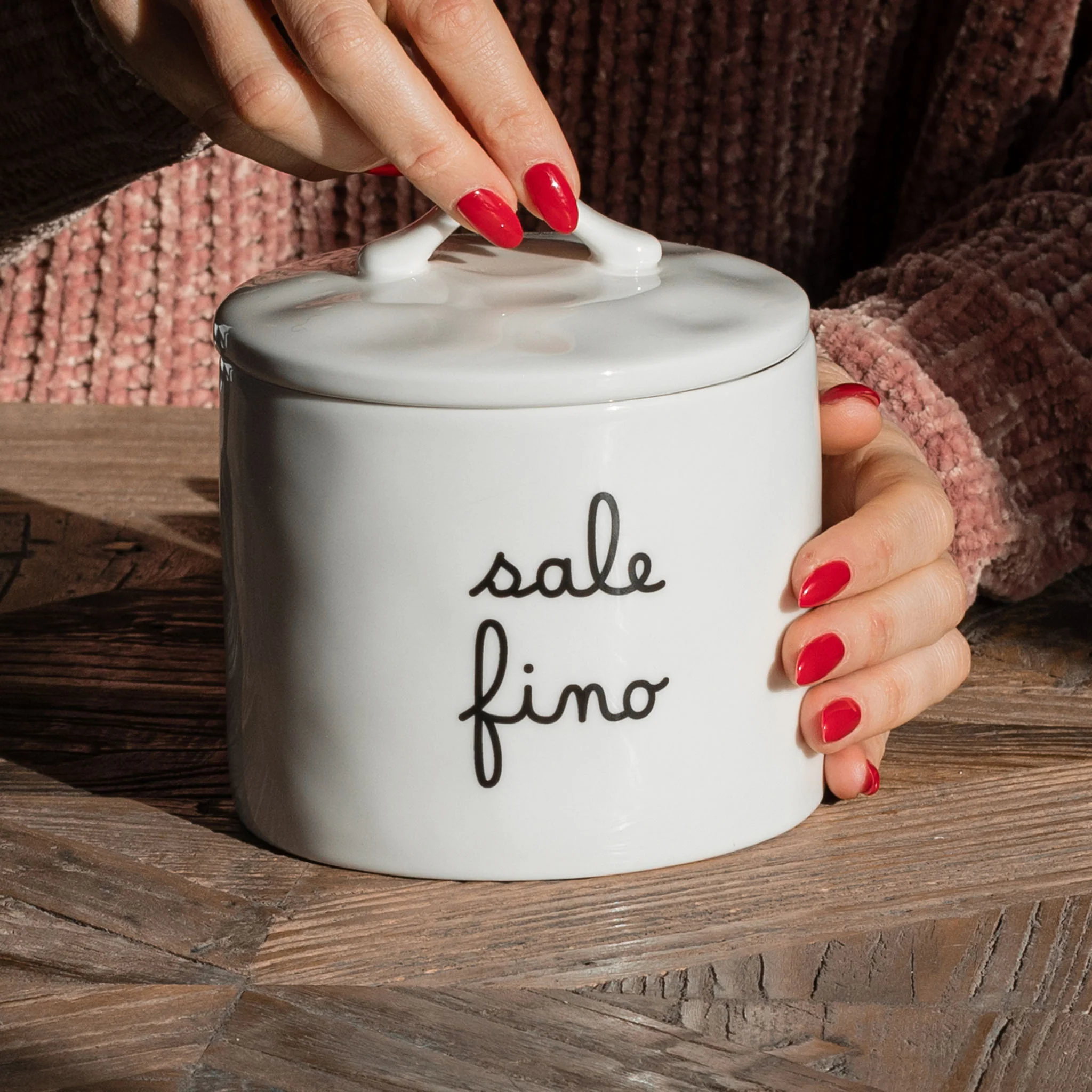 Barattolo in ceramica "Sale fino" 