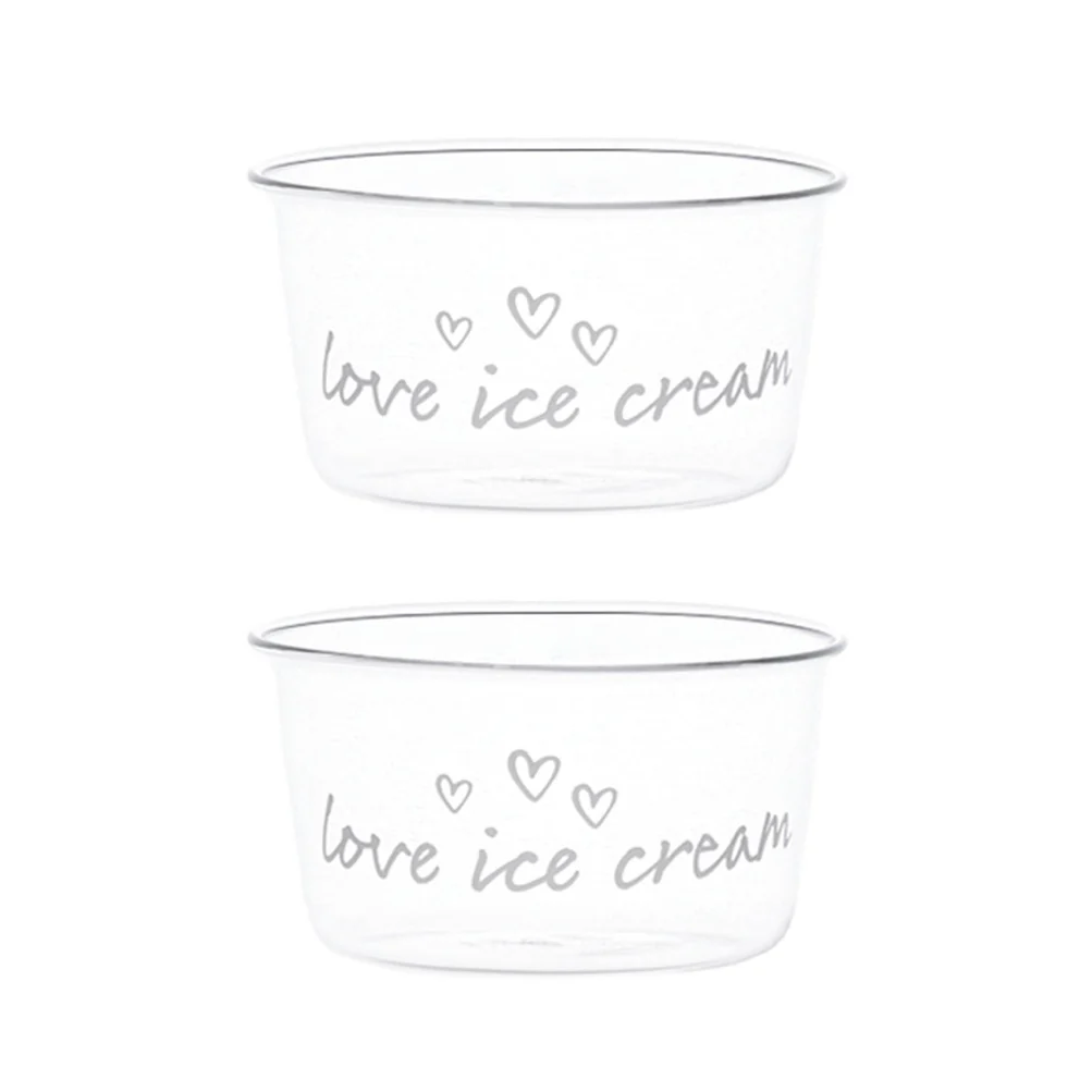 Set 2 coppette gelato vetro "Love ice cream" 