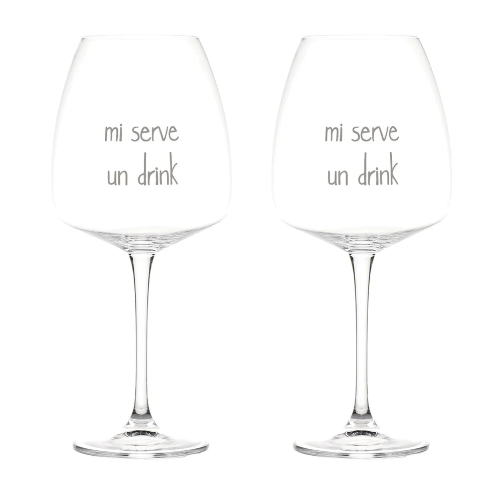 Set 2 calici vetro "Mi serve un drink"