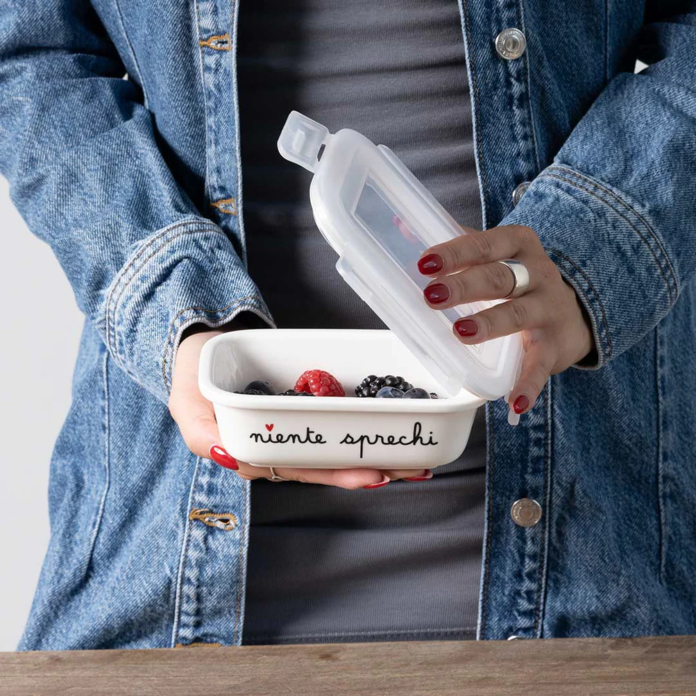 Contenitore ermetico ceramica "Niente sprechi" -tg S