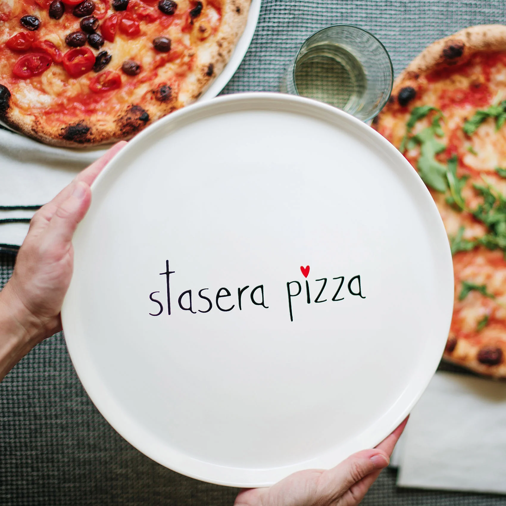Piatto pizza ceramica "Stasera pizza"