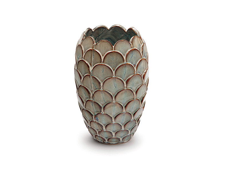 Vaso ceramica petals marrone/blu