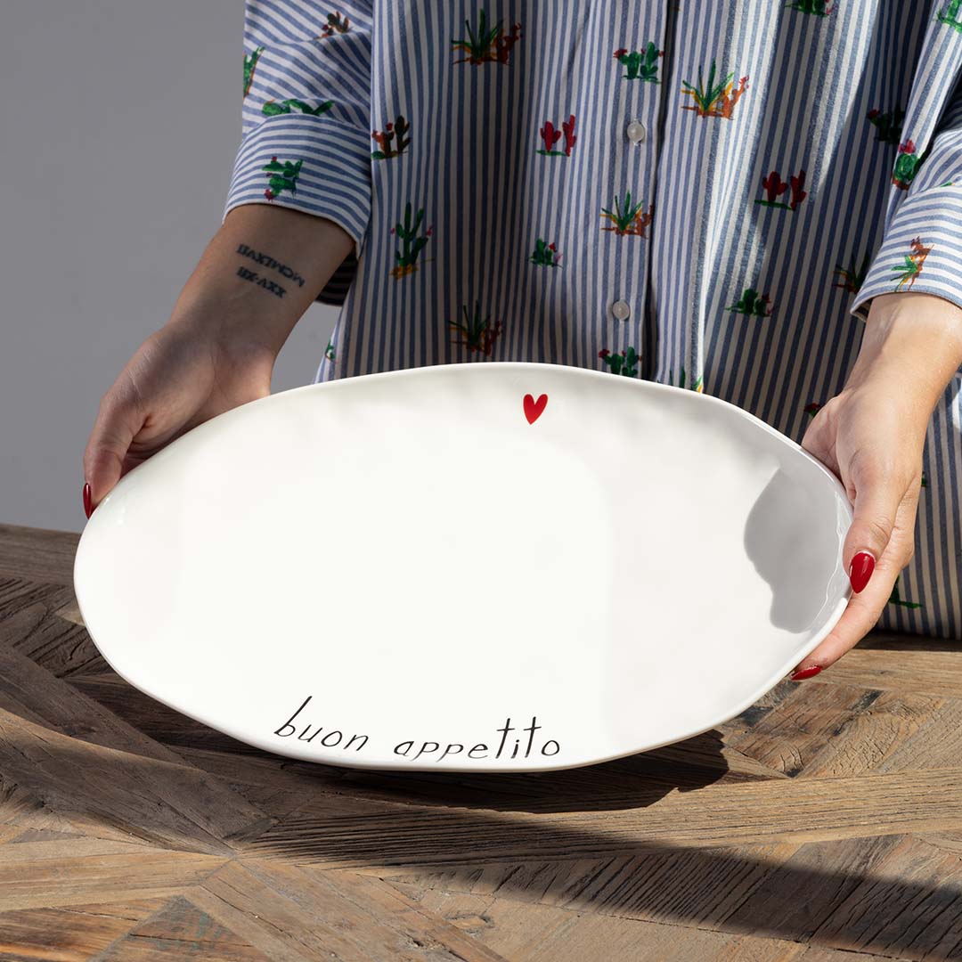 Piatto ovale in ceramica "Buon appetito"
