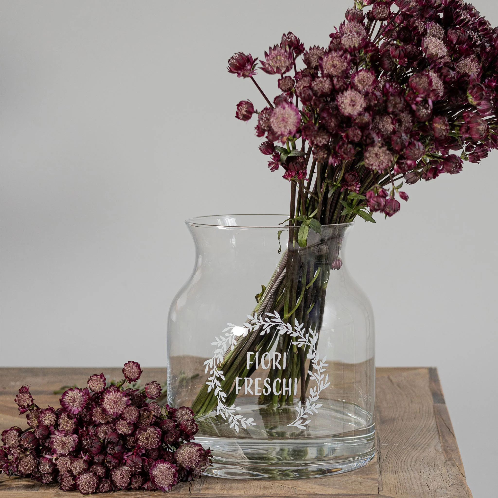 Vaso porta fiori vetro "Fiori freschi"