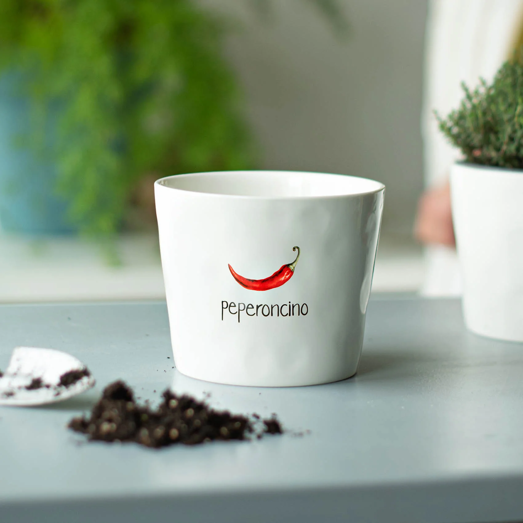 Vaso ceramica con sottovaso "Peperoncino"